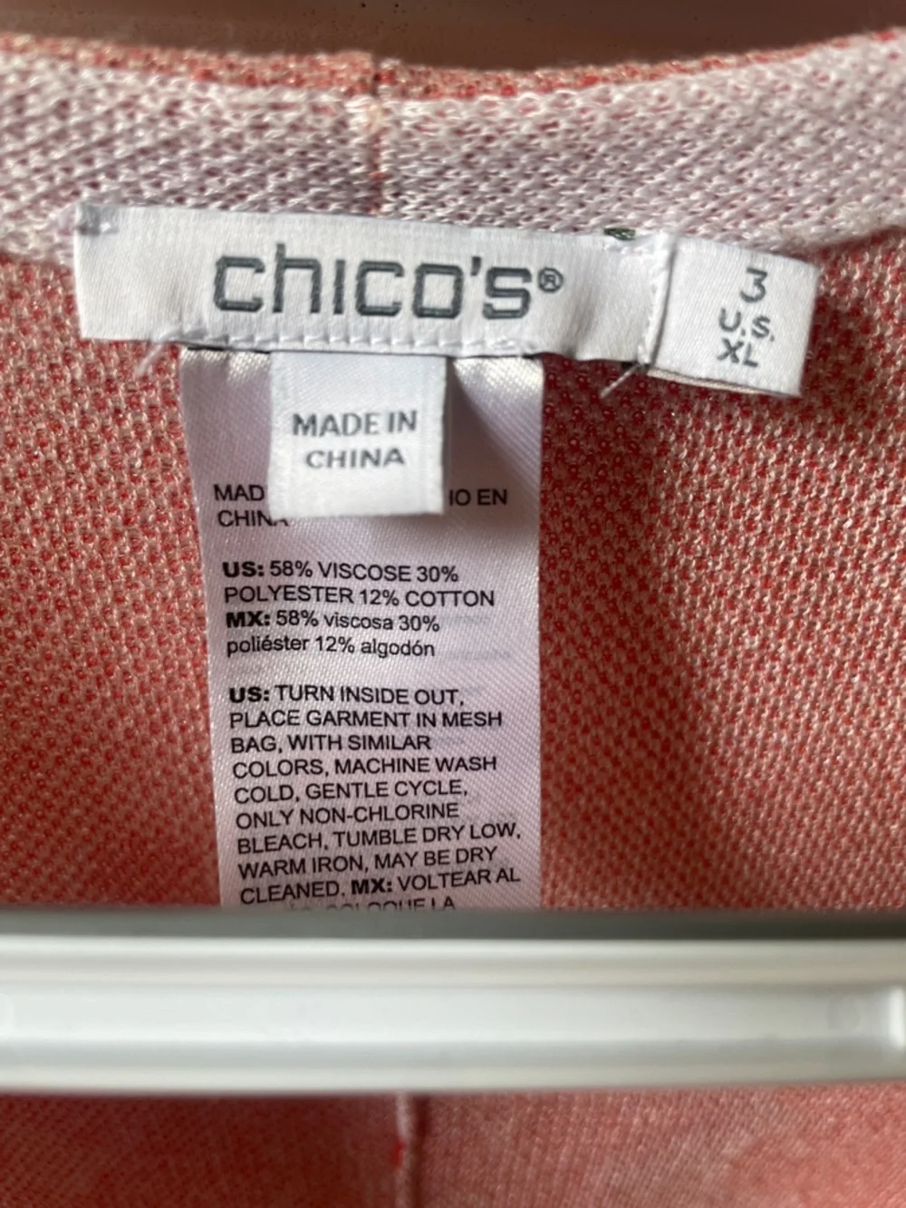 Chico's Coral and Light Pink Floral Open-Front Cardigan - Picture 2 of 8